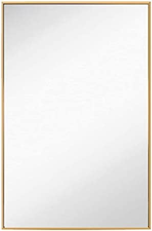 FANYUSHOW 24"x36" Rectangular Metal Frame Wall Mirror for Bathroom, Corridor ,Entryway ,Gold(Horizon | Amazon (US)