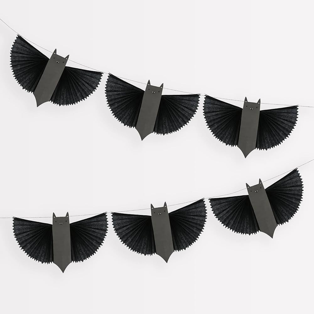 Meri Meri Black Bats Halloween Garland, 10' Strand Banner, Tissue Paper Reusable Party Decoration... | Amazon (US)