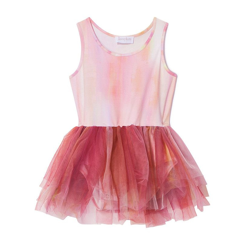 iloveplum B.A.E. Watercolor Tutu Dress, Poppy Orange | Maisonette