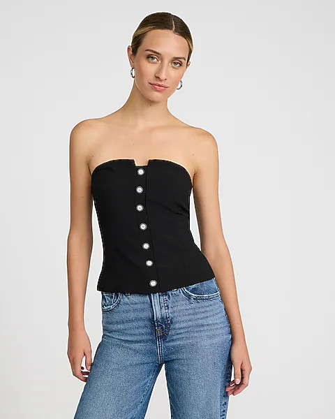 Novelty Button Strapless Vest Top | Express