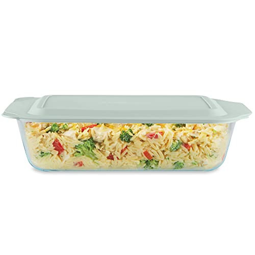Pyrex Deep Glass Baking Dish with Plastic Lid, Deep Casserole Dish, Glass Food Container, Oven, Freezer and Microwave Safe, Clear Container, 7x11 | Amazon (US)