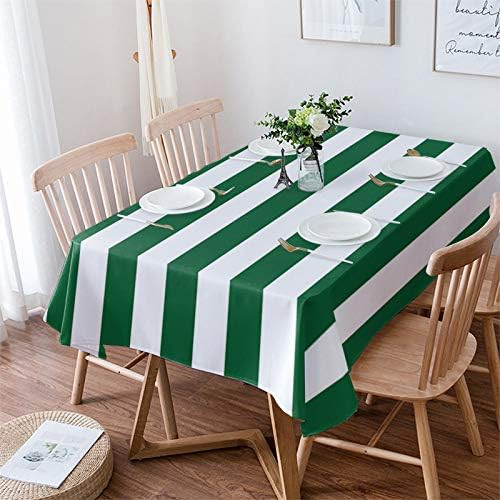 Rectangle Waterproof Table Clothes Green White Horizontal Striped Tableclothes Topper Cover St Pa... | Amazon (US)