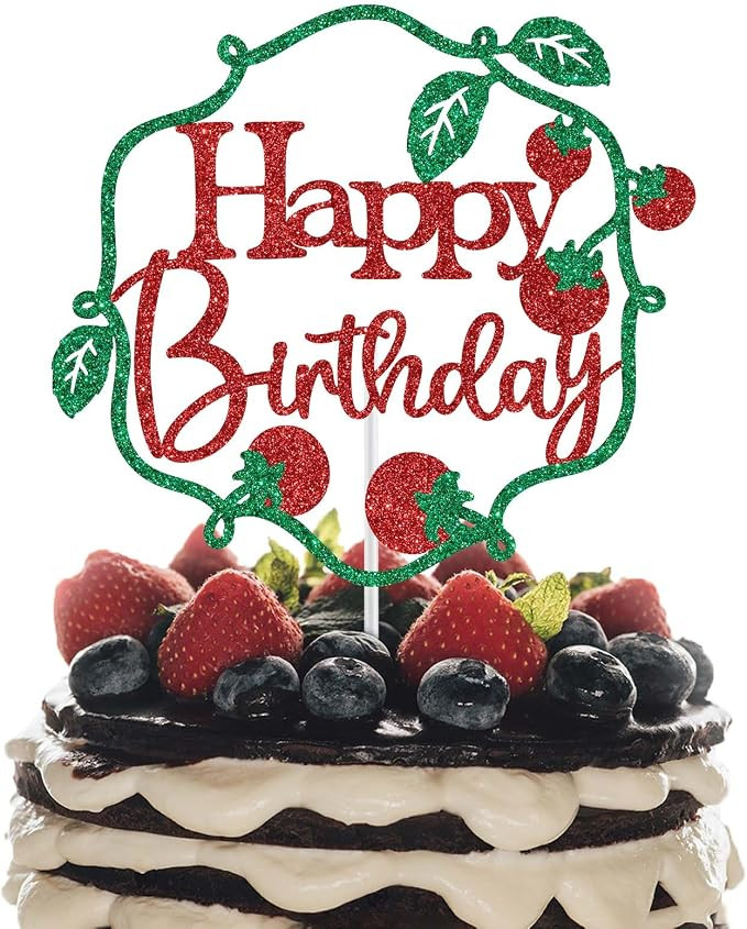 Tomato Happy Birthday Cake Topper, Fruit Vegetable Birthday Party Decorations, Tomato Decor, Loca... | Amazon (US)