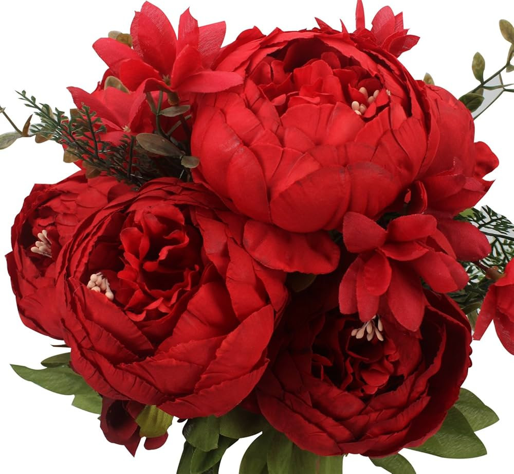 Duovlo Springs Flowers Artificial Silk Peony Bouquets Wedding Home Decoration,Pack of 1 (Spring R... | Amazon (US)