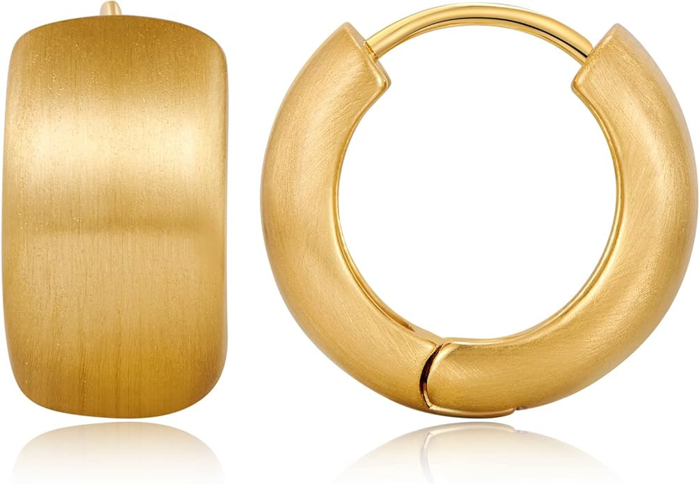 FAMARINE Small Chunky Thick Hoop Earrings for Women Girls Gold Hoops Huggie Earrings for Men Gift... | Amazon (US)