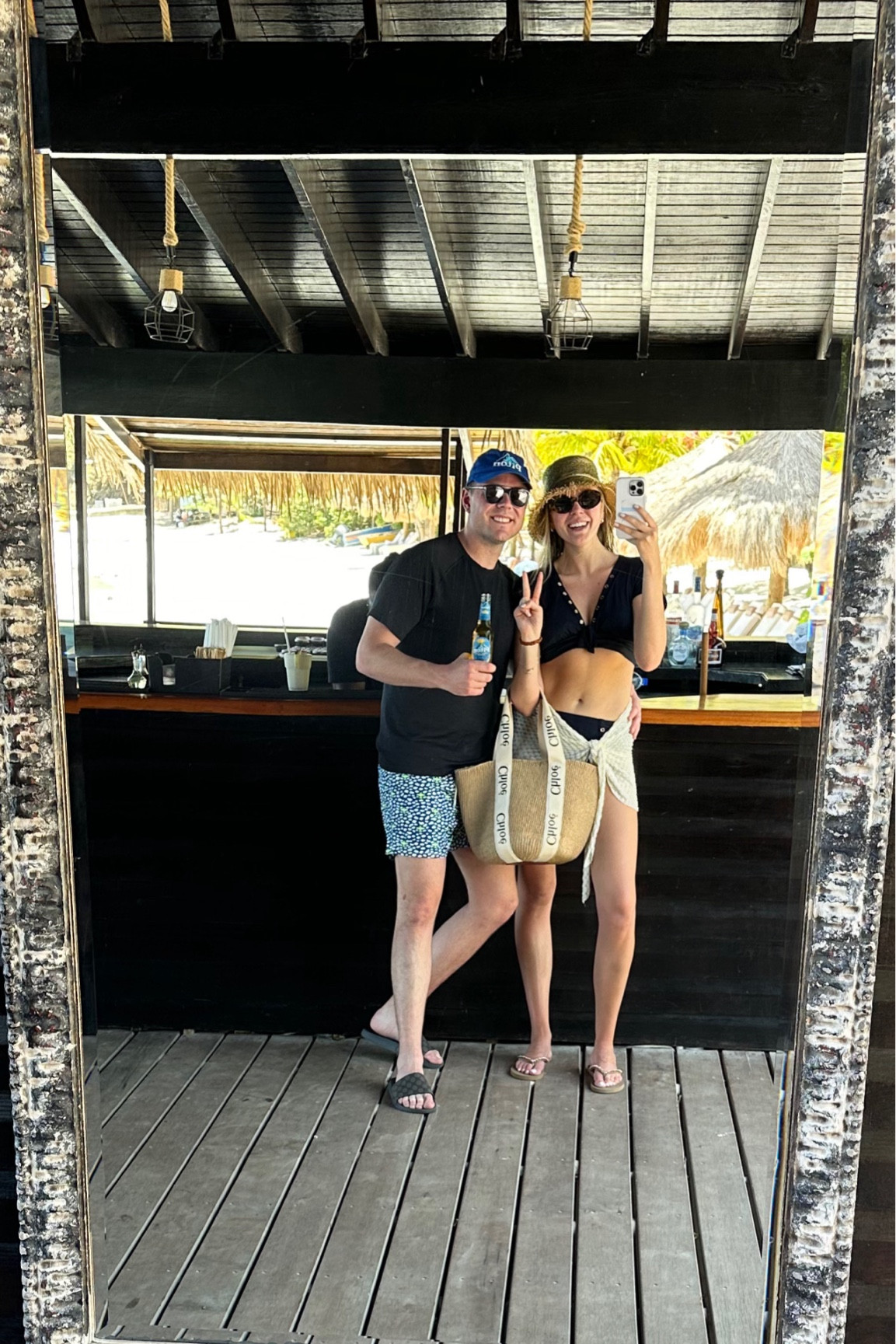 Honeymoon OOTD! Also linking his airplane swim trunks that I am obsessed with 😂✈️ Navy bikini, beach style, honeymoon outfits 

#LTKtravel #LTKwedding #LTKfamily