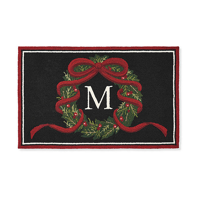 Festive Wreath Monogrammed Door Mat & Weather-Resistant Polypropylene | Frontgate