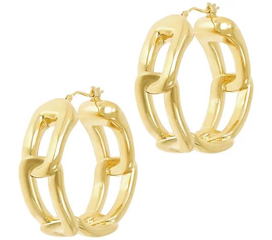 Oro Nuovo Interlocking Link Hoop Earrings, 14K Over Resin - QVC.com | QVC