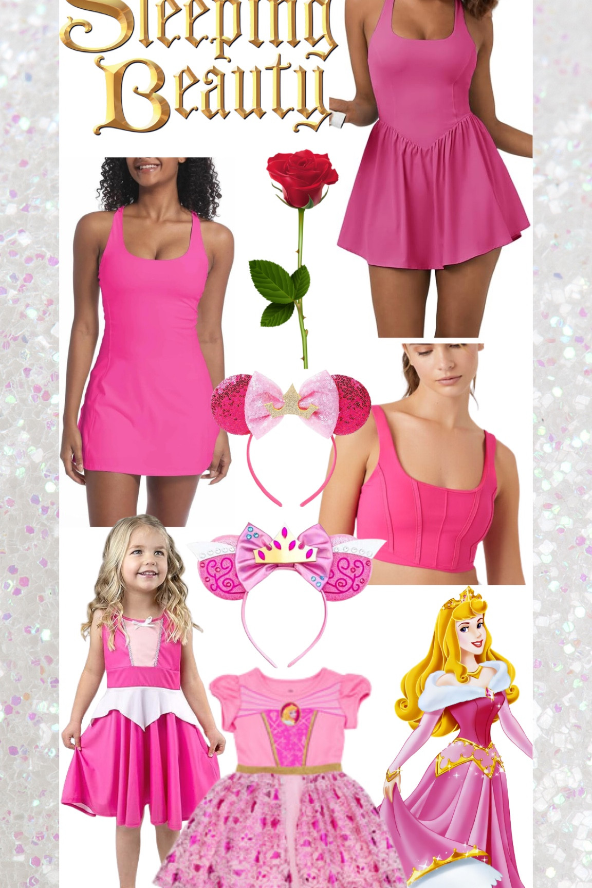 Disney theme park mommy and me princess outfit ideas for Aurora Sleeping Beauty 🩷 tennis dress and activewear for the mamas and dresses for the little princesses 👑 

#LTKKids #LTKActive #LTKFamily