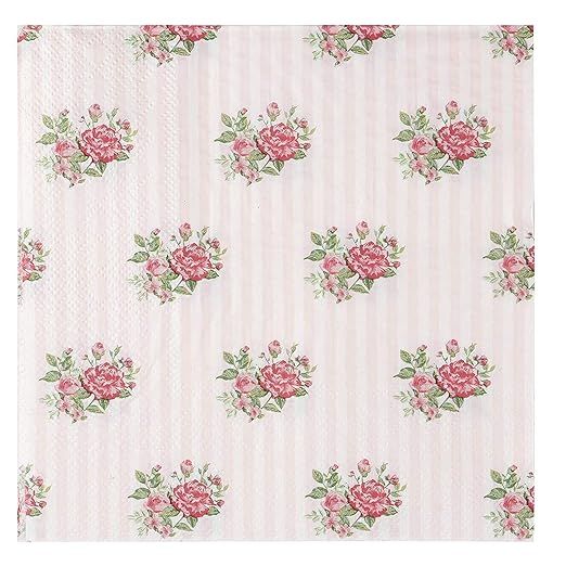 Floral Paper Napkins, Vintage Pink Roses Party Napkins (6.5 Inches, 100 Pack) | Amazon (US)