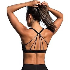 icyzone Women's Padded Strappy Workout Running Sports Bras Medium Impact | Amazon (US)