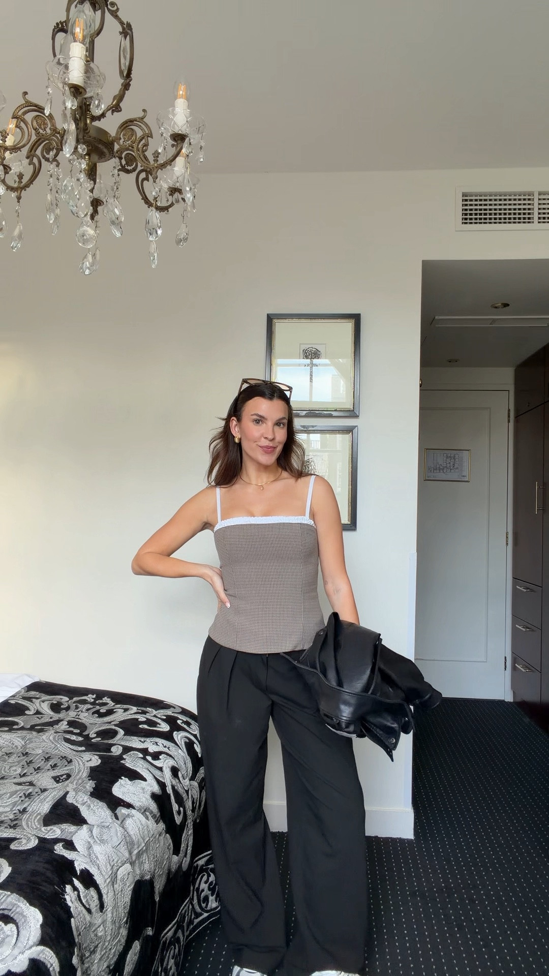 Amsterdam ootd!!! My fav trousers ever from aritzia size 4 + my top size small, Abercrombie jacket size small! Perfect comfy sneakers for Europe — size up half size 