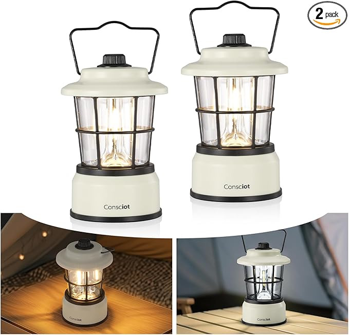 Consciot CL1 Mini Dual Light Sources LED Lantern, Retro Style Battery Powered Lamp, Dimmable Warm... | Amazon (US)