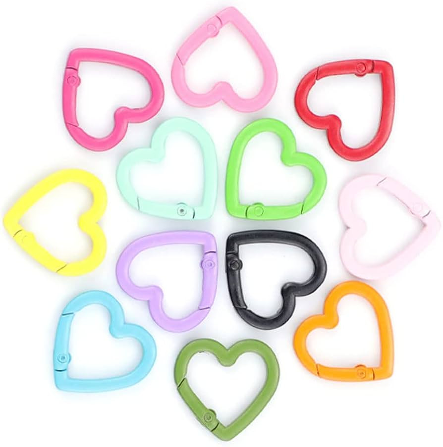 20pcs Assorted Color Alloy Heart Shape Key Ring 25mm Heart-shaped Carabiner Trigger Snap Clip Con... | Amazon (US)
