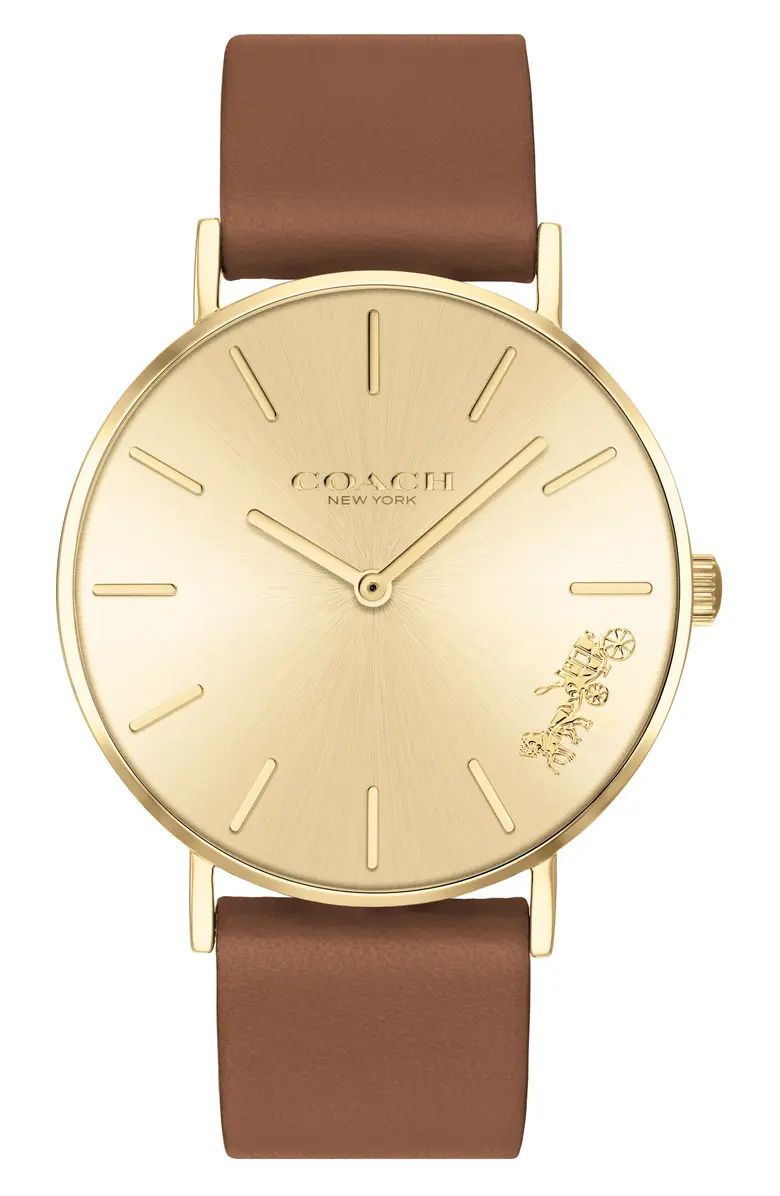 COACH Perry Leather Strap Watch, 36mm | Nordstrom | Nordstrom
