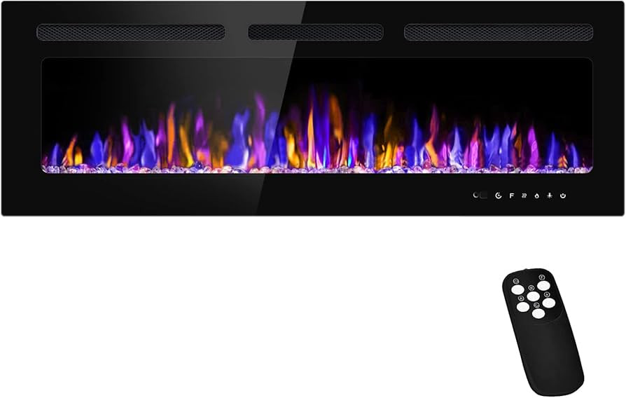 50" Electric Fireplace Wall Mounted and Recessed with Remote Control, 750/1500W Ultra-Thin Wall F... | Amazon (US)