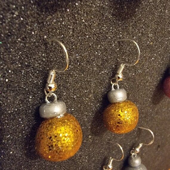 Gold Glitter Christmas Bauble Earrings | Etsy | Etsy (AU)