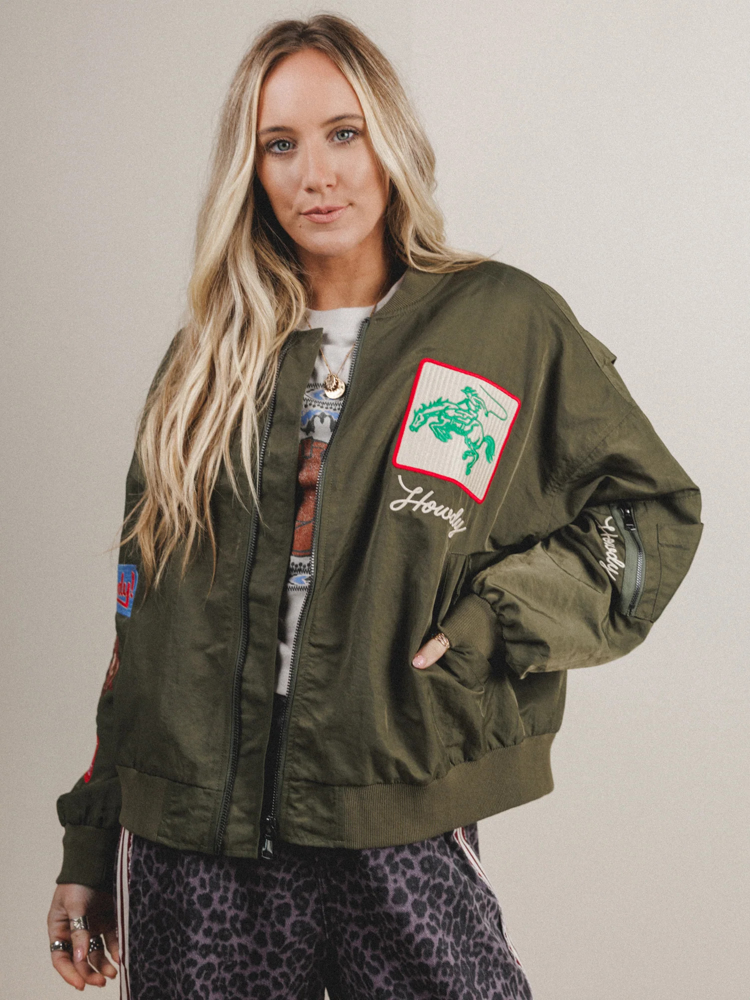 West Coast Rhode Bomber Jacket  - Army Green | Three Bird Nest