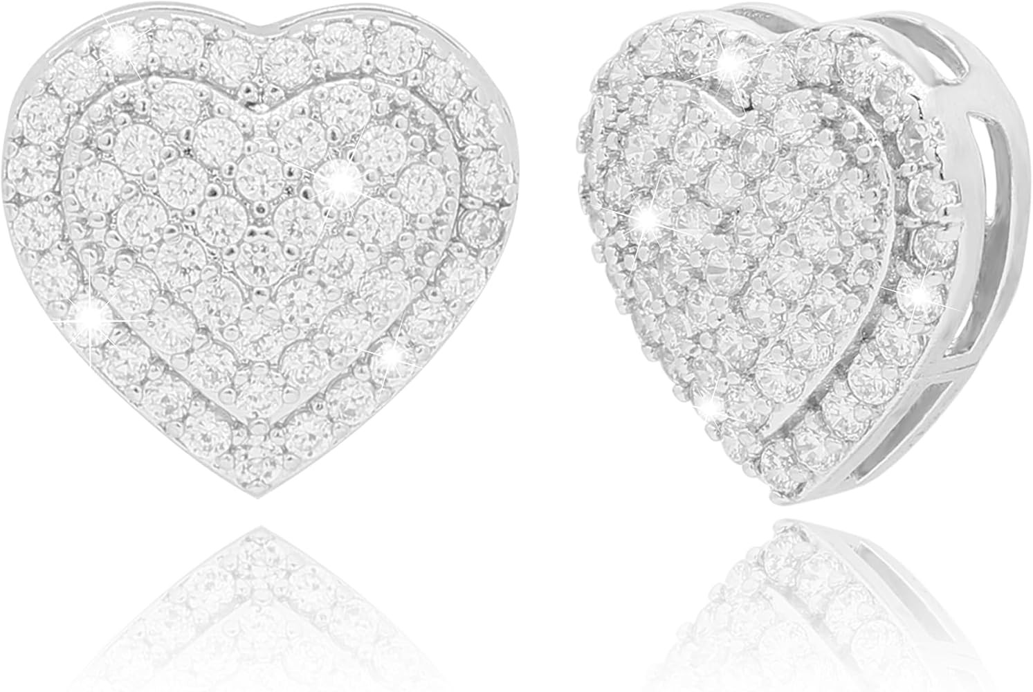 Rhinestone Heart Shape Glitter Crystal Stud Earrings for Women,Sparkly Elegant Wedding Prom Earri... | Amazon (US)