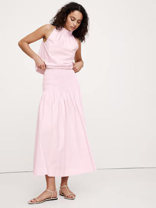 Cotton Poplin Smocked-Waist Maxi Skirt | Banana Republic (US)