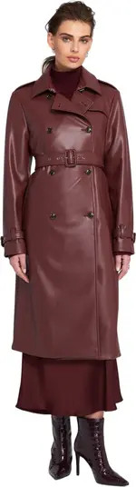 ELLE Collection Faux Leather Trench Coat | Nordstrom | Nordstrom