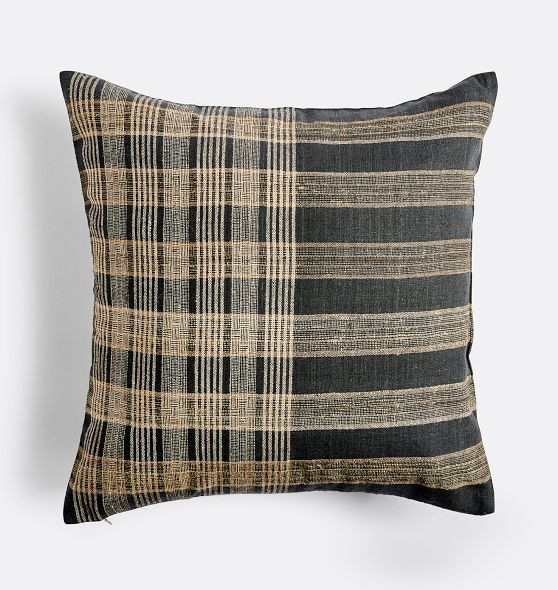 Plaid Striped Silk Pillow Cover | Rejuvenation