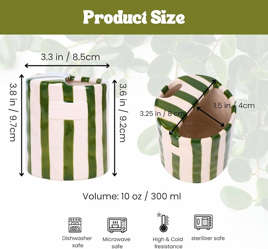 Coffee Mug Espresso Cup 10oz Ceramic Coffee Mugs Porcelain Coffee Cup Hand-Painted Striped Art Mu... | Amazon (US)