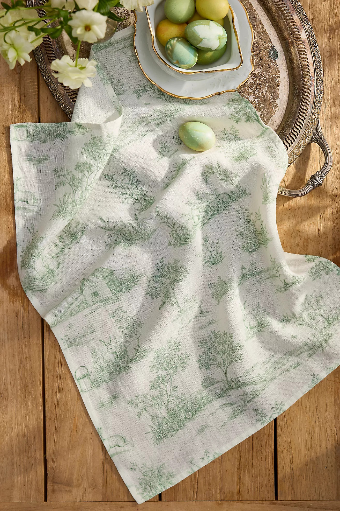 Bunny Toile Linen Dish Towel | Anthropologie (US)