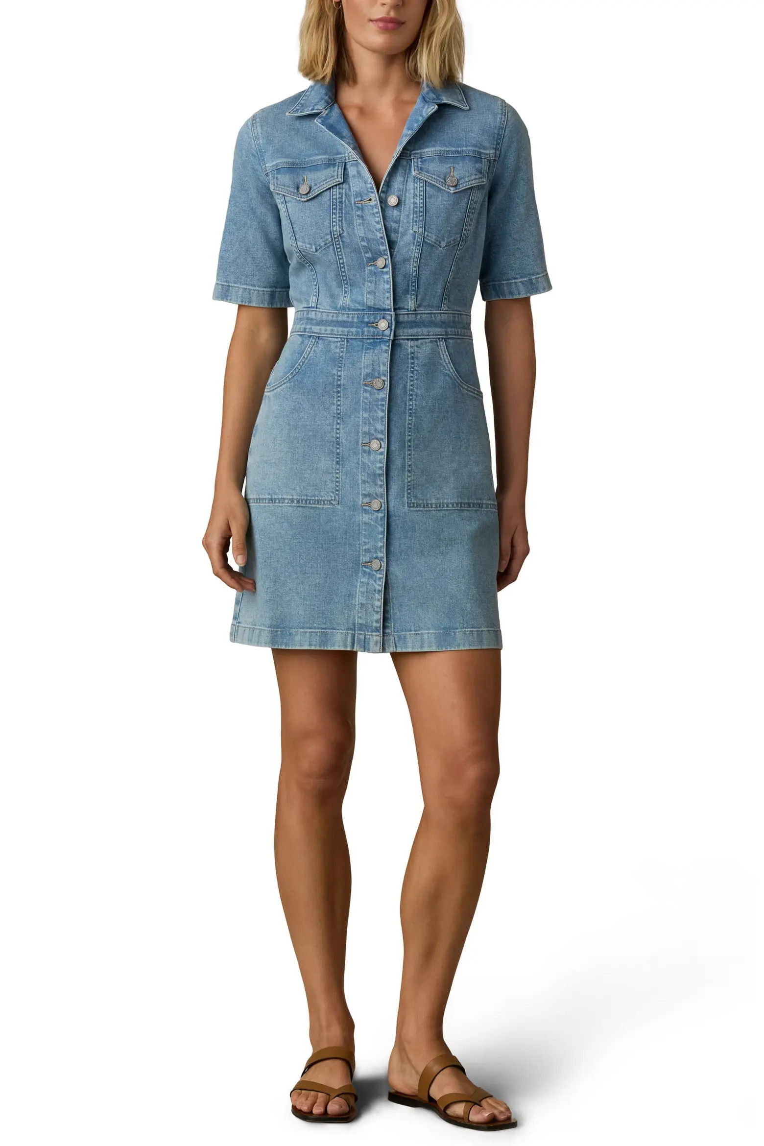 Michelle Organic Cotton & Linen Blend Denim Shirtdress (Women) | Nordstrom | Nordstrom