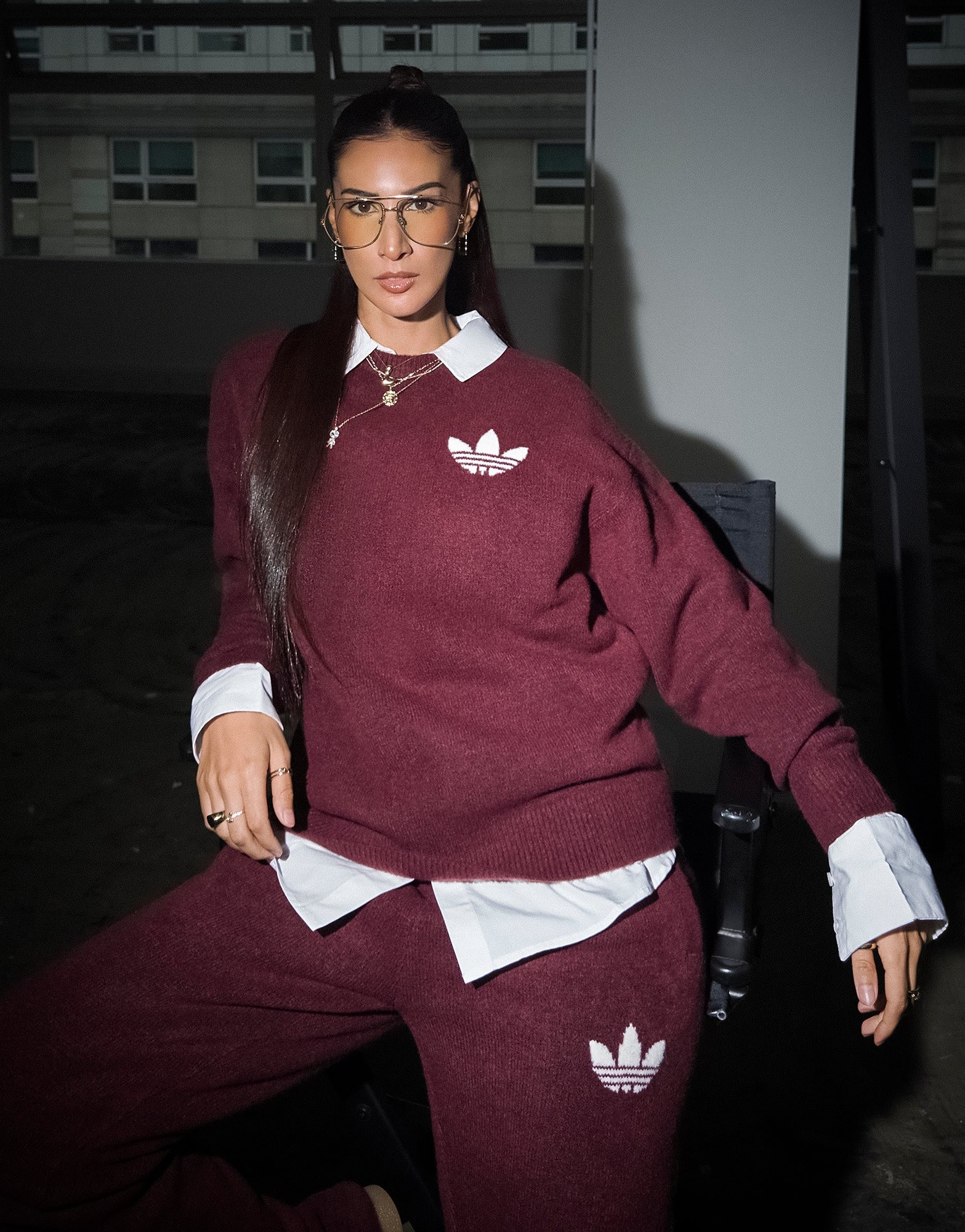 Burgundy adidas Originals Trefoil Knit Crew Sweatshirt - JD Sports Ireland | JD Sports (IE)