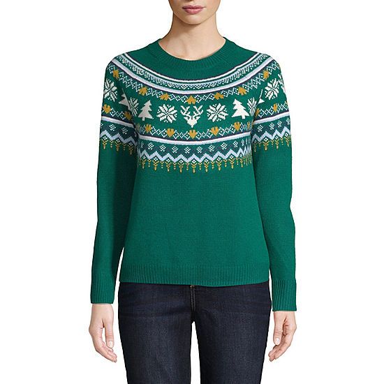 St. John's Bay Womens Crew Neck Long Sleeve Pullover Sweater | JCPenney