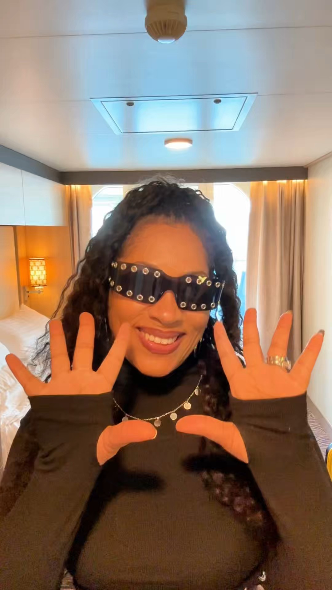 GRWM for day 9 in Alaska! I paired my black crop topped turtle neck with silver holes, silver melted hoops, parachute pants and these black futuristic matrix black shades. Hope you liked the look! Follow me for more shoppable fit checks! #fashionfinds #fitcheck #ootd #genxootd 

#LTKgrwm #LTKootd #LTKOver40