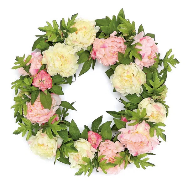 Faux Peony 24'' Wreath | Wayfair North America