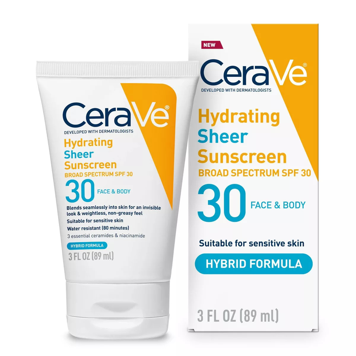 CeraVe Hydrating Sheer Sunscreen Lotion for Face and Body - SPF 30 - 3 fl oz | Target
