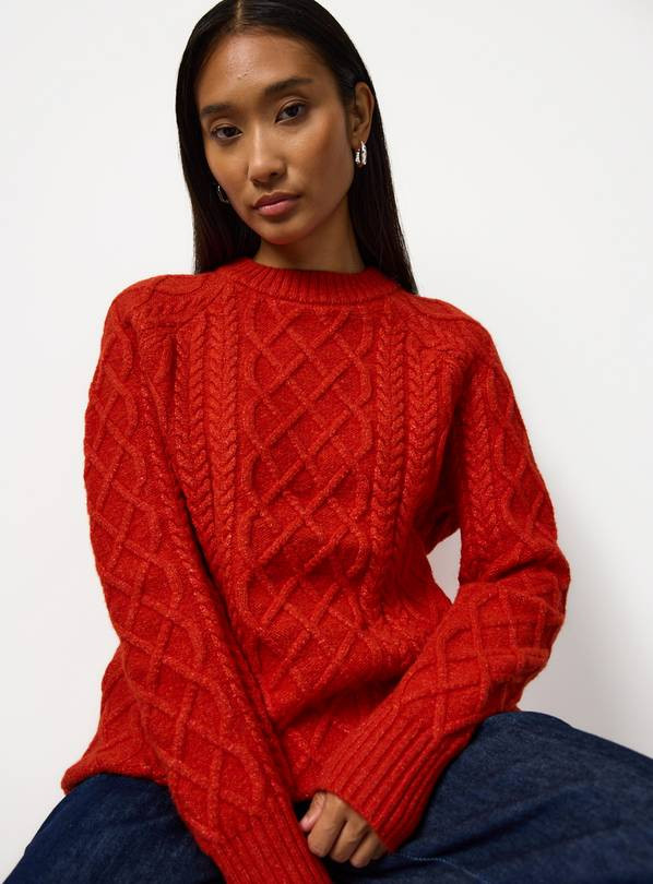 Buy Orange Chunky Oversized Cable Jumper XS | Jumpers | Tu | Tu Clothing