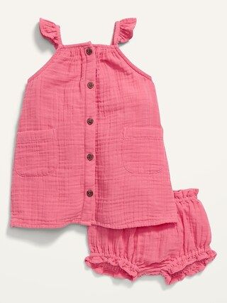 Sleeveless Button-Front Dress and Bubble Set for Baby | Old Navy (US)