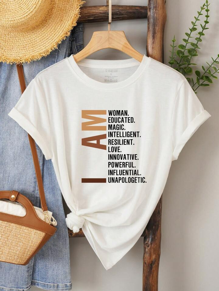SHEIN LUNE Slogan Graphic Tee | SHEIN