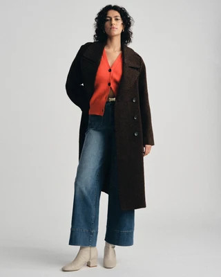 Callaghan Wool Blend Coat - Black/Brown Herringbone | Universal Standard