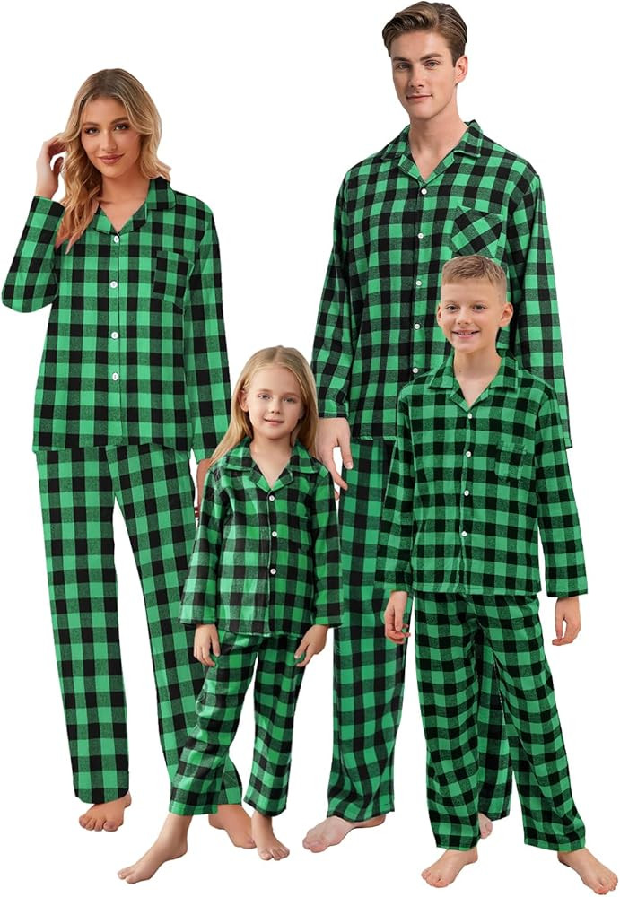 Umeyda Family Christmas Pjs Matching Sets Plaid Pajamas Long Sleeve Holiday Sleepwear Set for Adu... | Amazon (US)