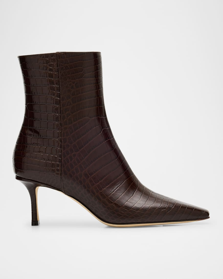 Jimmy Choo Camile Croc-Embossed Leather Ankle Boots | Neiman Marcus