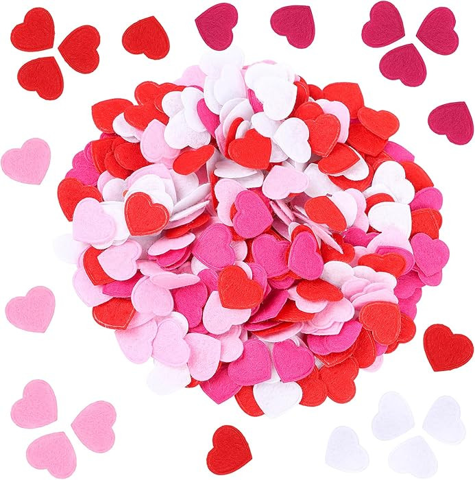 FOIMAS Valentine'S Day Felt Hearts,300pcs Red Pink Mini Cute Romantico Felt Hearts Confetti for V... | Amazon (US)