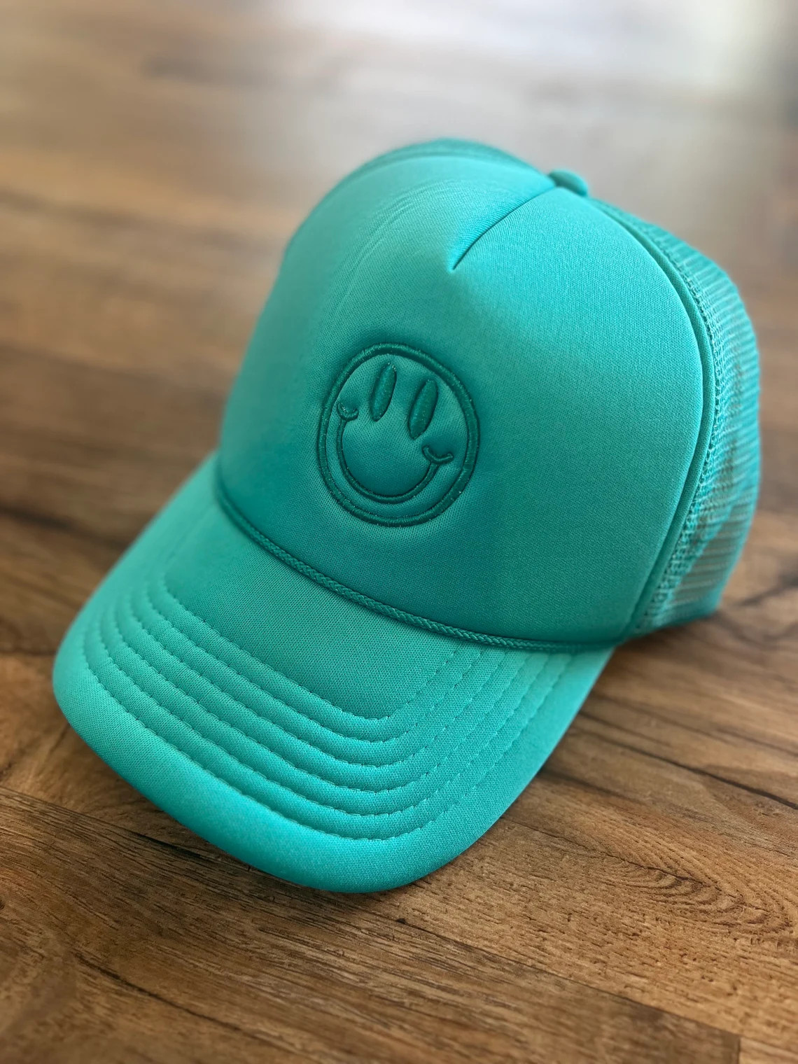 Smiley Face Foam Trucker Hat, Embroidered Smiley Face Hat, Puff Foam Trucker Hat, Puff Stitch, Sm... | Etsy (US)