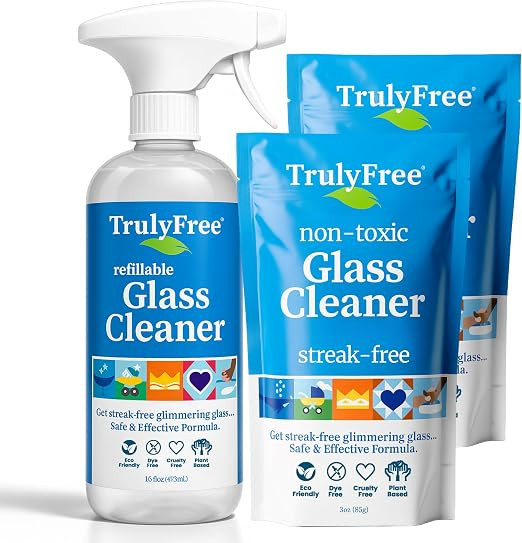 Truly Free Glass Cleaner Kit - 16oz + 2 Fills, 3oz ea. | Amazon (US)