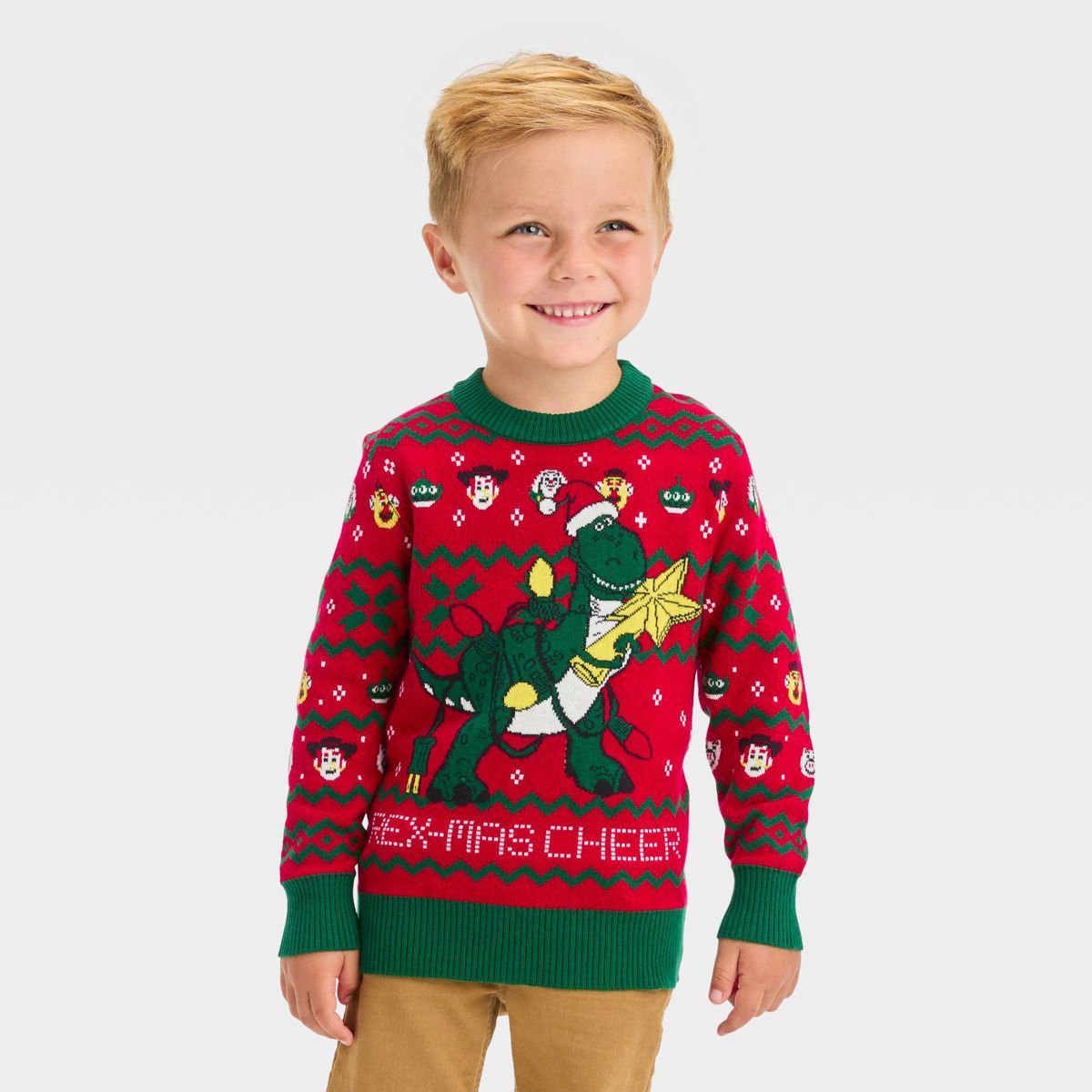 Toddler Boys' Disney Toy Story Printed Pullover Sweater - Red | Target