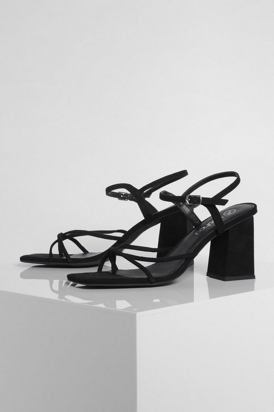 Strappy Square Toe Block Heels | Boohoo.com (US & CA)