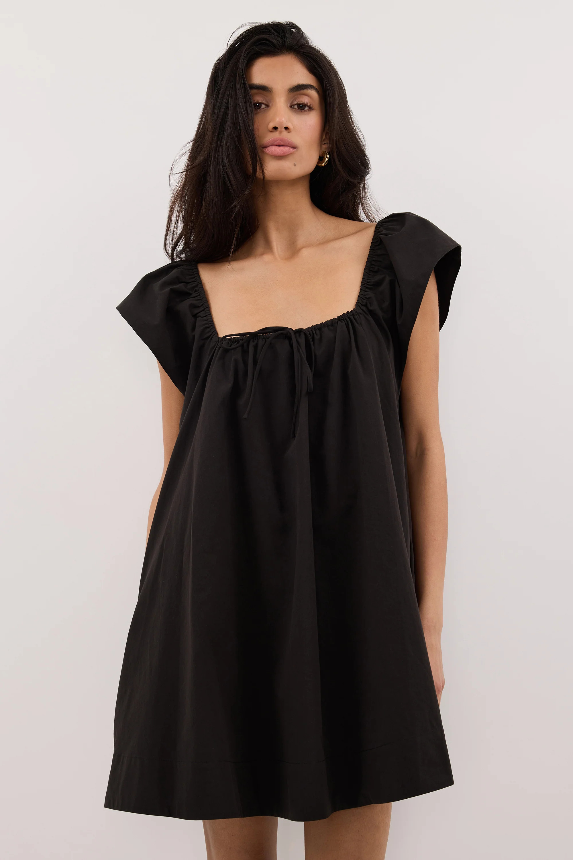 KATE BLACK COTTON MINI DRESS | DISSH