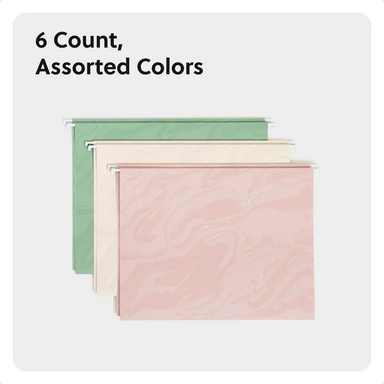 U Brands Fashion Hanging File Folders, Set of 6, Soft Marble, Letter Size | Walmart (US)