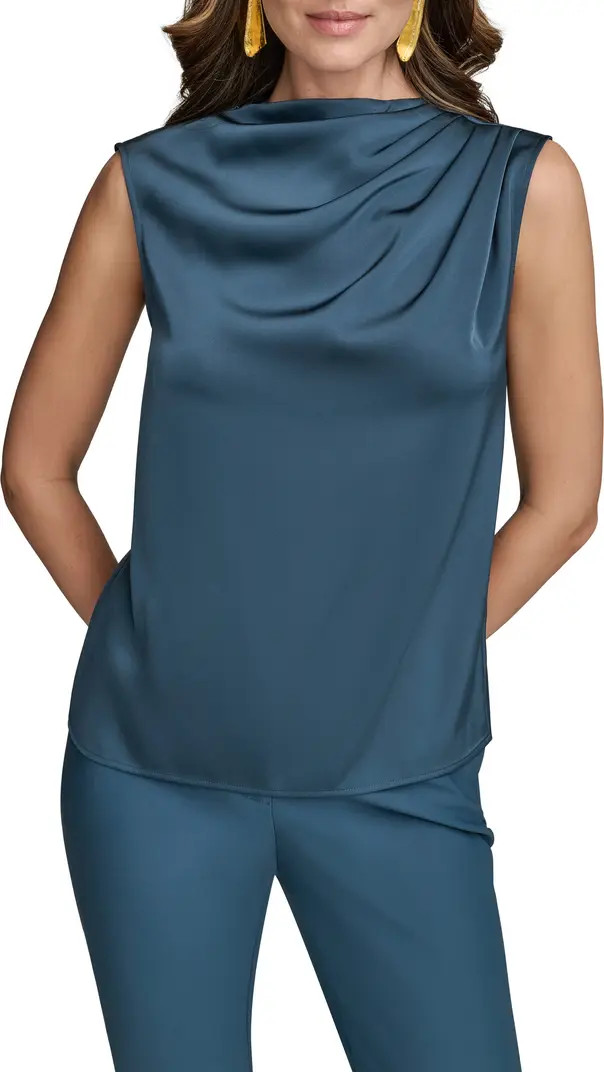 Donna Karan New York Drape Neck Charmeuse Top | Nordstrom | Nordstrom