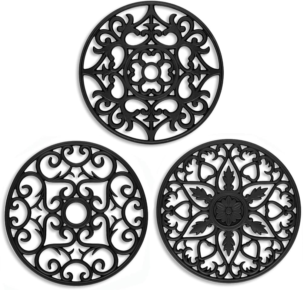 Silicone Trivet ME.FAN 3 Set Silicone Trivet Mat - Multi-Use Intricately Carved Insulated Flexibl... | Amazon (US)