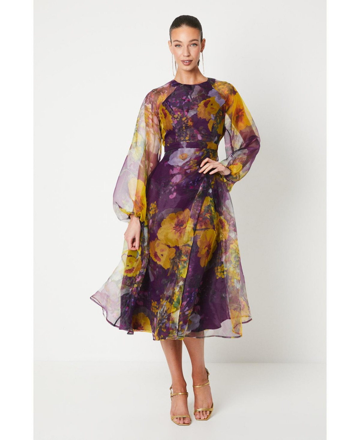 Coast Women's Organza Puff Sleeve Midi Dress - Purple | Macy's